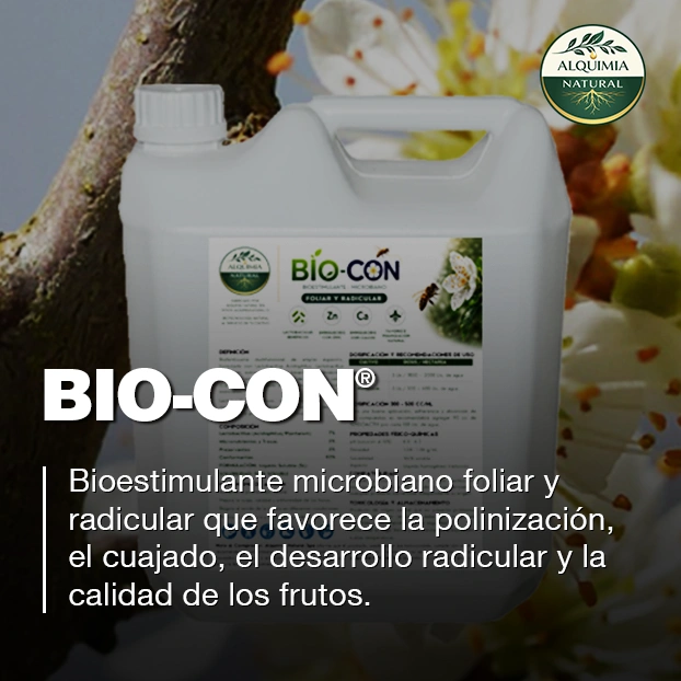 BIO-CON bioestimulante microbiano Alquimia Natural foliar y radicular para frutales y hortalizas